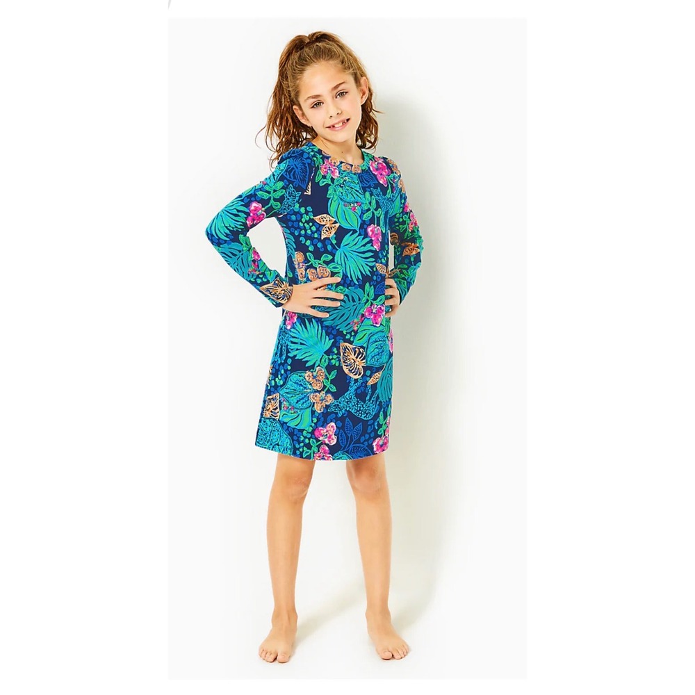 LILLY PULITZER Mini Jansen Dress Girls XL 12-14 Tropical Jungle Colorful Resort